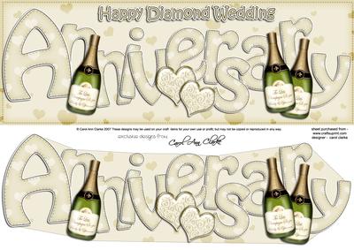 Diamond Wedding Anniversary Large Dl Quick Card 3D Decoupag