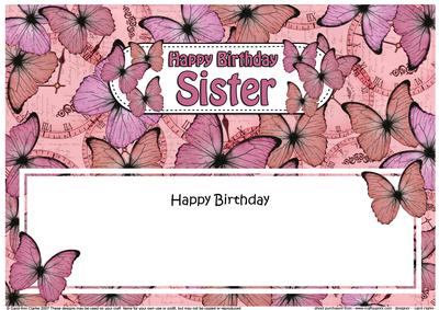 Birthday Sister Butterflies Large Dl Matching Insert