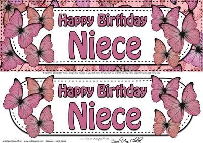 Large Dl Birthday Niece Butterflies Card & 3D Decoupage