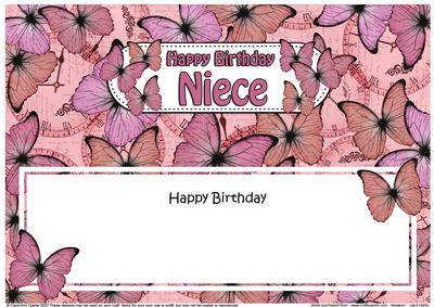 Birthday Niece Butterflies Large Dl Matching Insert