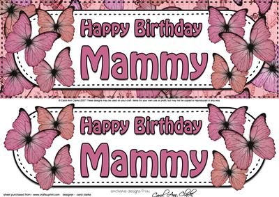 Large Dl Birthday Mammy Butterflies Card & 3D Decoupage