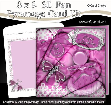 8 x 8 Perfume Lace & Dragonflies Fan Pyramage Kit