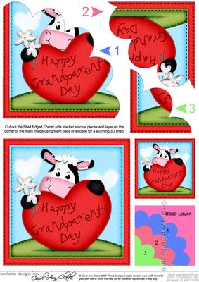 Milly Moo Cow's Grandparents Day Heart Shell Edged Stacker