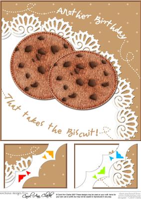 8 x 8 Choc Chip Biscuits Birthday Scalloped Corner Topper