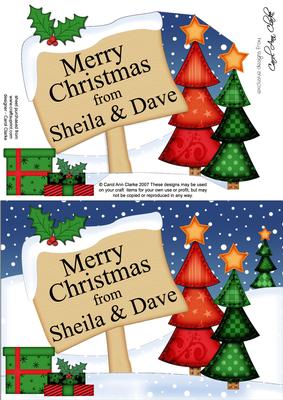 Xmas Personalised Sheila & Dave A5 Quick Card 3D Decoupage