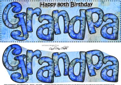Large Dl 80th Birthday Grandpa Clocks 3D Decoupage
