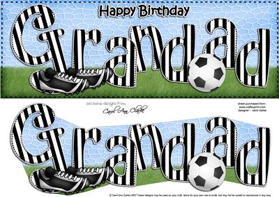 Large Dl Birthday Grandad Football Card & 3D Decoupage