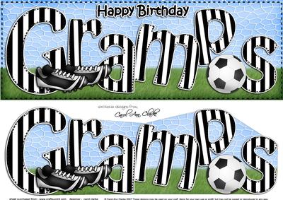 Large Dl Birthday Gramps Football Card & 3D Decoupage