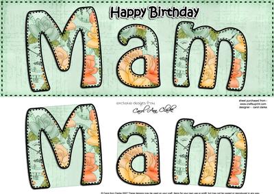 Large Dl Birthday Mam Roses Card & 3D Decoupage