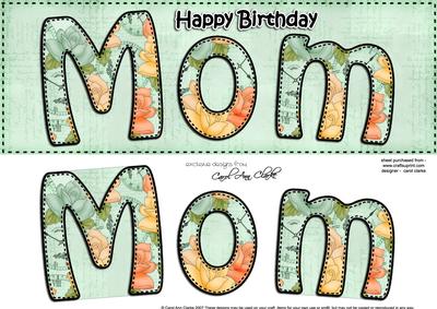 Large Dl Birthday Mom Roses Card & 3D Decoupage