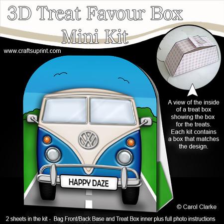 3D Transport Camper Van Treat or Favour Box Mini Kit