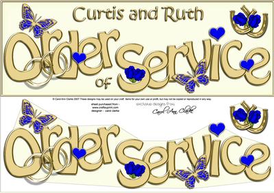 Large Dl Wedding Order of Service Curtis & Ruth 3D Decoupage