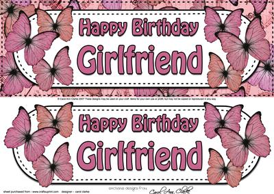 Large Dl Birthday Girlfriend Butterflies Card & 3D Decoupage