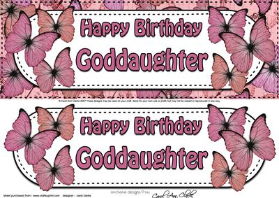 Large Dl Birthday Goddaughter Butterflies Card 3D Decoupage