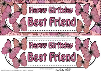 Large Dl Birthday Best Friend Butterflies Card 3D Decoupage