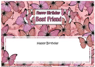Birthday Best Friend Butterflies Large Dl Matching Insert
