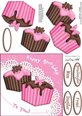 Fondant Fancies Birthday Cakes Quick Card N 3D Decoupage