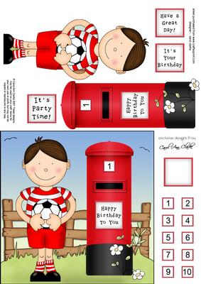 Bazil's Football & Postbox Quick Card N 3D Decoupage