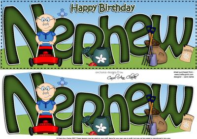 Large Dl Birthday Nephew Gardening Quick Card & 3D Decoupage