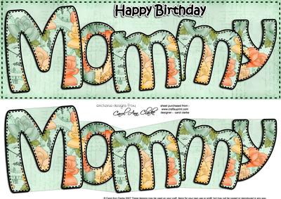 Large Dl Birthday Mommy Roses Quick Card & 3D Decoupage