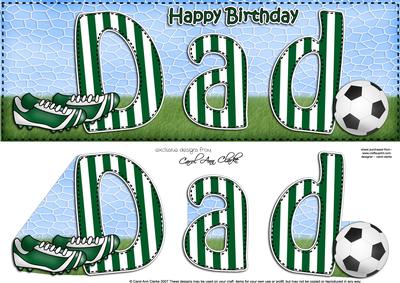 Large Dl Birthday Dad Football Quick Card & 3D Decoupage
