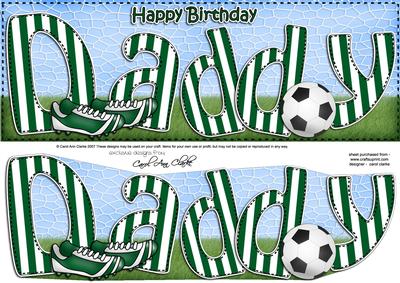 Large Dl Birthday Daddy Football Quick Card & 3D Decoupage