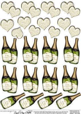 Hearts and Champagne 3D Decoupage Designs