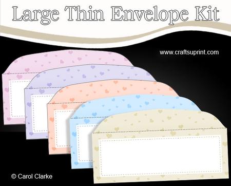 5 Large Slim Romantic Hearts Envelopes Kit