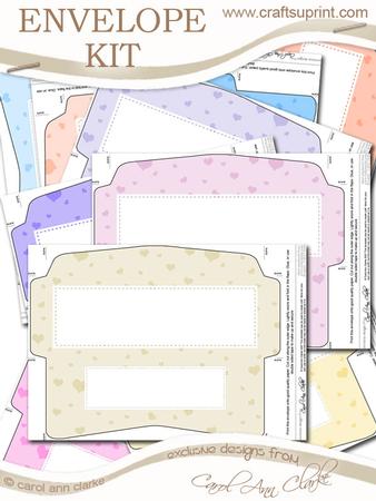10 Mini Dl (80 x 215mm) Romantic Hearts Envelope Kit
