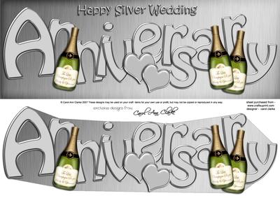 Silver Wedding Anniversary Large Dl Quick Card 3D Decoupage