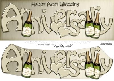 Pearl Wedding Anniversary Large Dl Quick Card 3D Decoupage