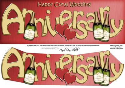 Coral Wedding Anniversary Large Dl Quick Card 3D Decoupage