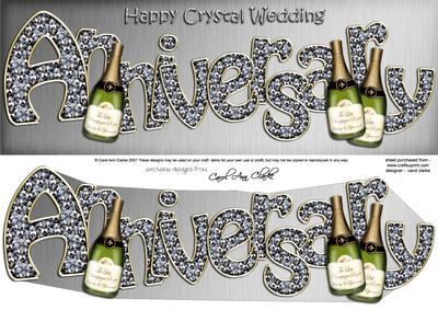 Crystal Wedding Anniversary Large Dl Quick Card 3D Decoupage