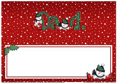 Xmas Dad with Snowmen Matching Large Dl Insert