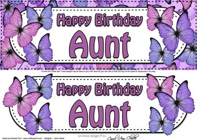 Large Dl Birthday Aunt Butterflies Card & 3D Decoupage