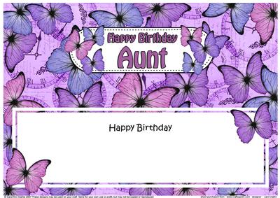 Happy Birthday Aunt Butterflies Matching Large Dl Insert