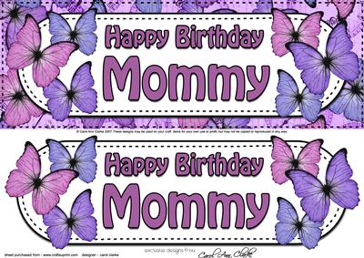 Large Dl Birthday Mommy Butterflies Card & 3D Decoupage