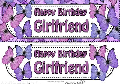 Large Dl Birthday Girlfriend Butterflies Card & 3D Decoupage