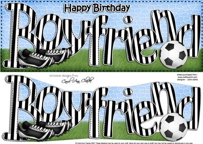Large Dl Birthday Boyfriend Football Card & 3D Decoupage