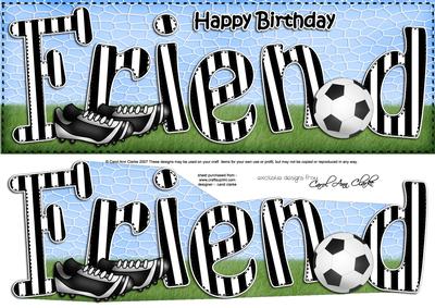 Large Dl Birthday Friend Football Card & 3D Decoupage