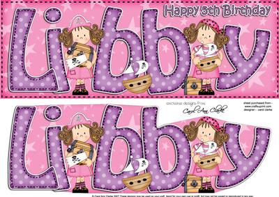 Girlz 5th Birthday Libby Pirates Large Dl 3D Decoupage