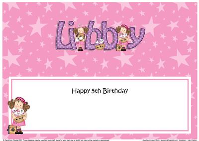 Girlz 5th Birthday Libby Pirates Large Dl Matching Insert