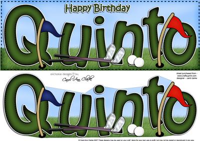 Large Dl Birthday Quinto Golf Card & 3D Decoupage