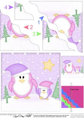 Christmas Penguin Felties  - Wavey Corner Stacker
