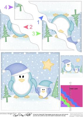 Christmas Penguin Felties  - Wavey Corner Stacker