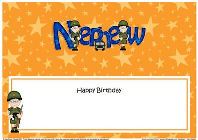 Boyz Birthday Nephew Army Boy Matching Large Dl Insert