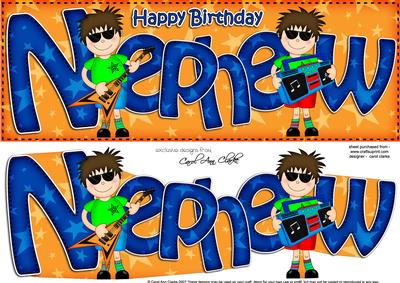 Boyz Birthday Nephew Pop Star Large Dl 3D Decoupage