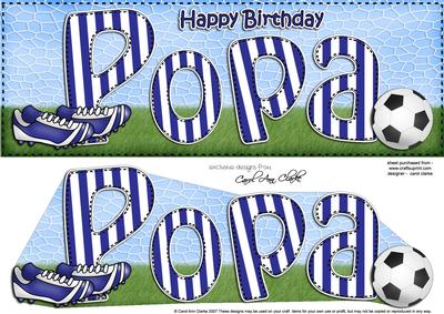 Large Dl Birthday Popa Football Card & 3D Decoupage
