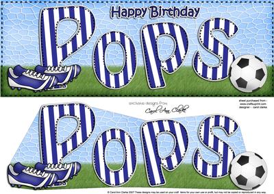 Large Dl Birthday Pops Football Card & 3D Decoupage