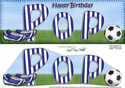 Large Dl Birthday Pop Football Card & 3D Decoupage